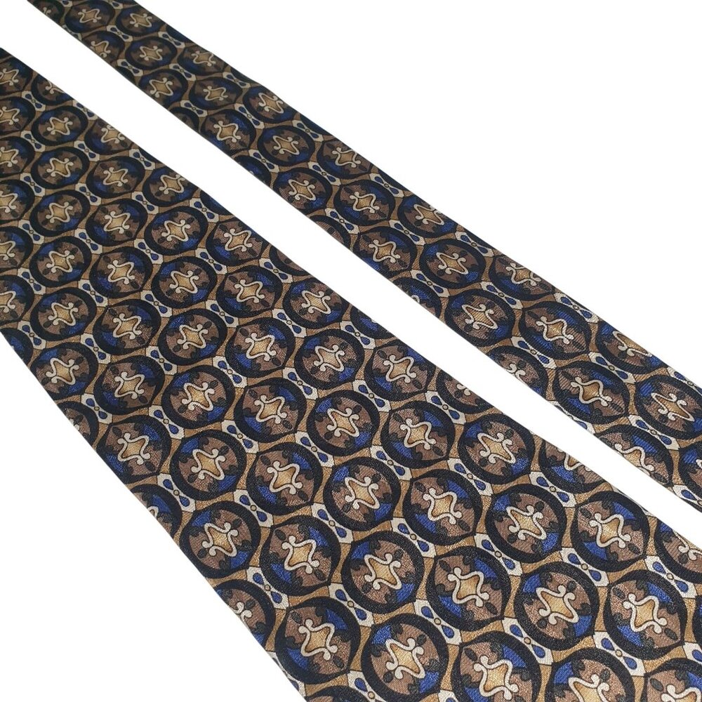 Barrington Abstract Print Silk Tie Black Blue Brown Designer Accessory 56x4 In - Picture 2 of 5